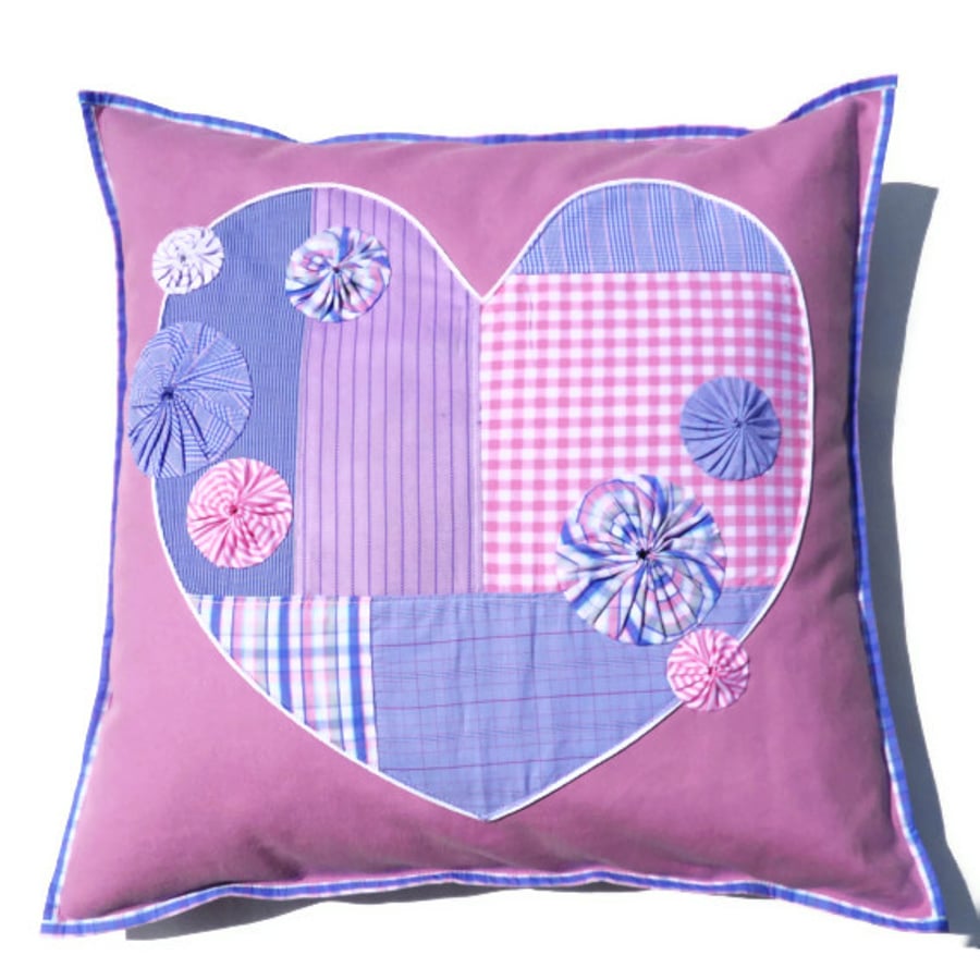 SALE PINK Patchwork Heart  Cushion 