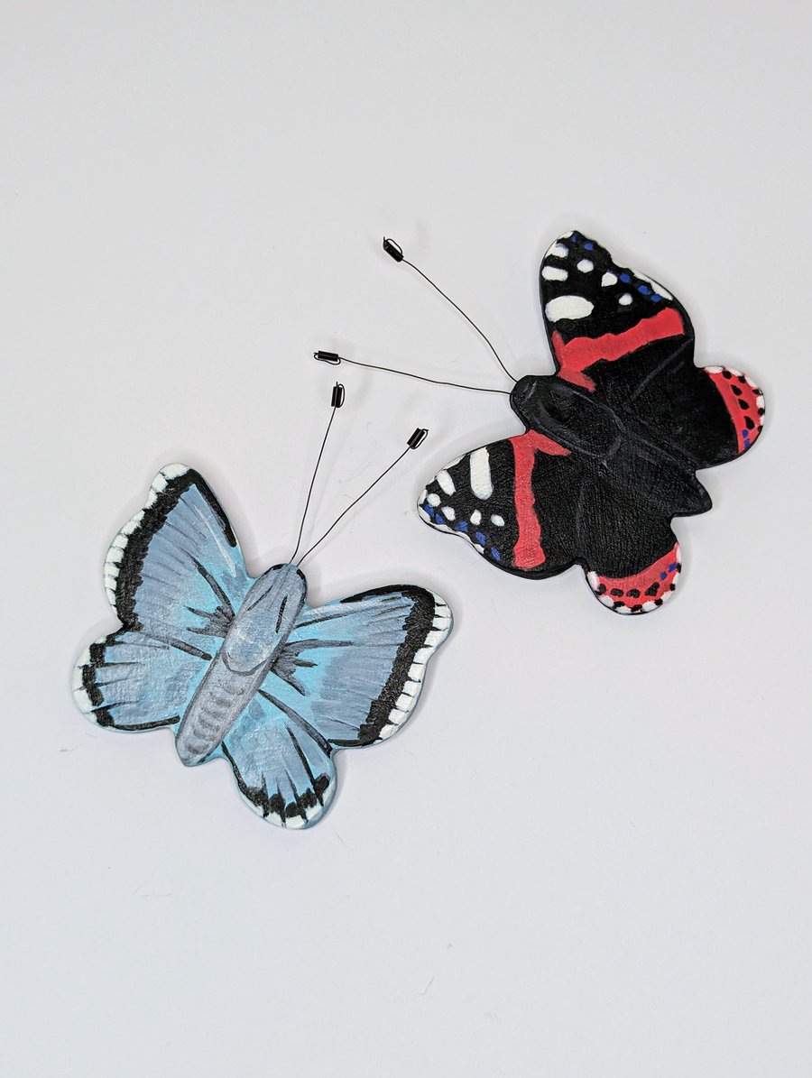 Butterflies, clay fridge magnets, kitchen gift for a nature lover