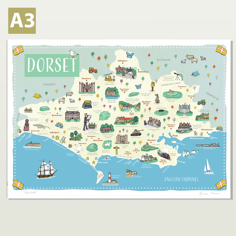 Dorset A3 map poster