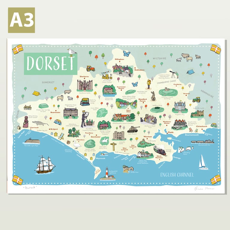 Dorset A3 map poster