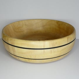 Quirky Sycamore Wooden Bowl with Two Black Bands