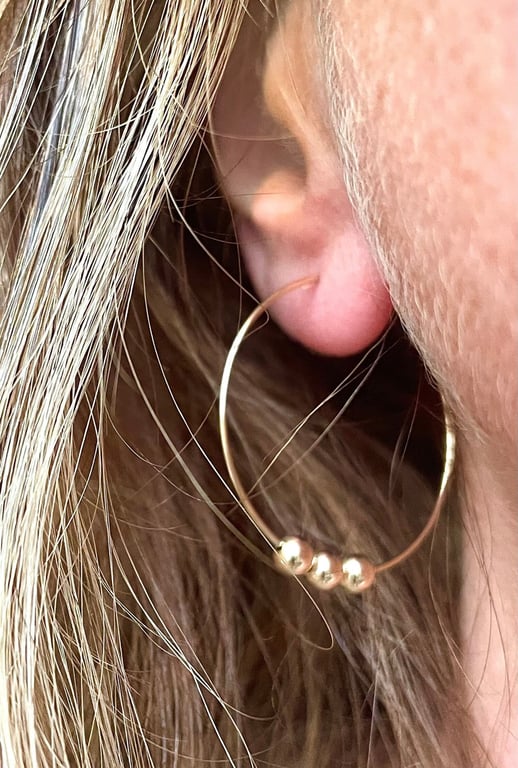 14K Gold Fill Beaded Hoop Earrings 