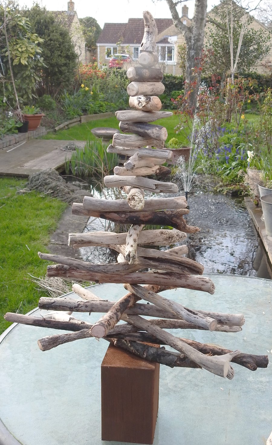 12" Driftwood tree decoration with natural driftwood from beaches in Cornwall.