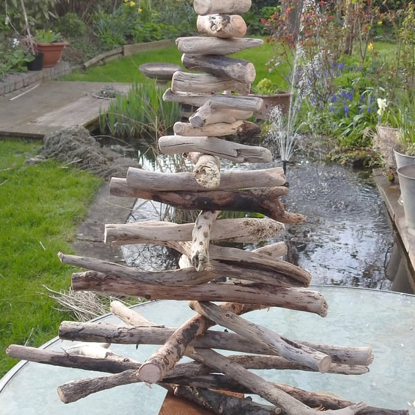 12" Driftwood tree decoration with natural driftwood from beaches in Cornwall.