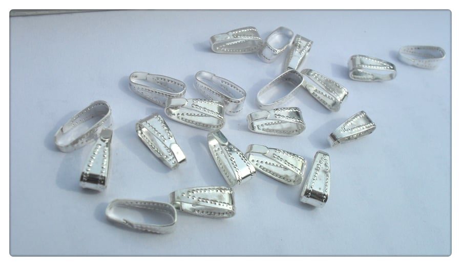 20 x Jewellery Making Pinch Bails - 10mm - Silver Plated 