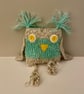 Hand made  small  owl  ornament -  knitted owl gift 