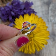 Sterling Silver Round Surfite Hammered Silver Ring Size O - JBJ9007