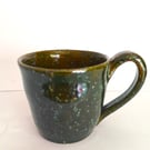 Green & Turquoise Pottery Coffee Mug: Handmade Ceramic Studio Mug