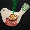 Bejewelled Bird ceramic decoration