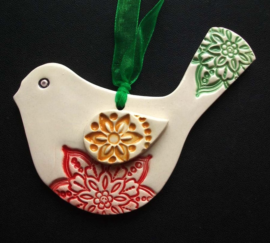 Bejewelled Bird ceramic decoration