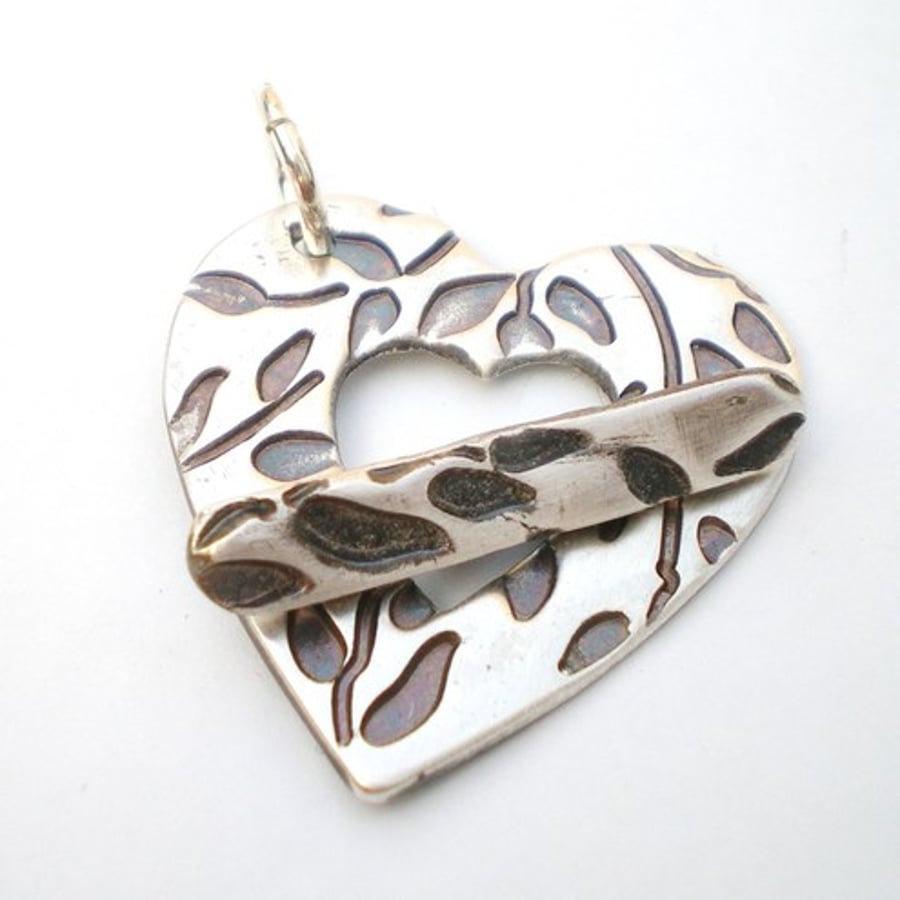Floral Heart Silver Toggle Clasp