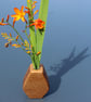 Handcrafted Oak Wood Sculptural Bud Vase with Glass Liner