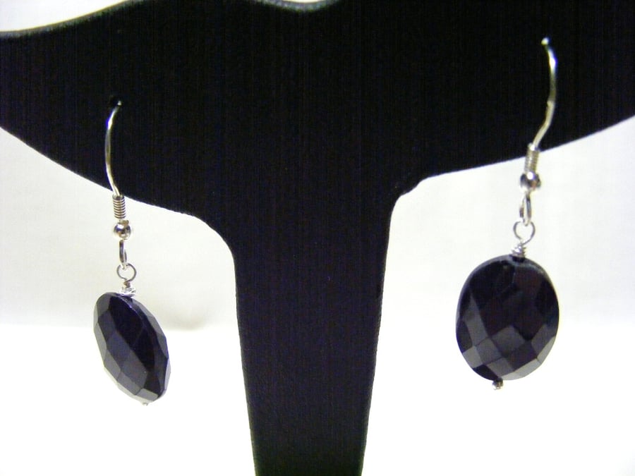 Black Spinel and Sterling Silver Gemstone Earrings