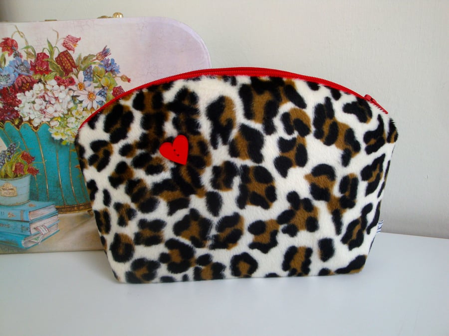 SALE Faux animal  Fur zipper case - pouch  - purse 