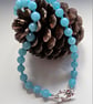 Designer Blue Agate & Blue Quartzite Silver Plated Necklace - Image 3