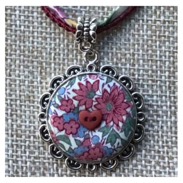Liberty fabric cabochon pendant necklace