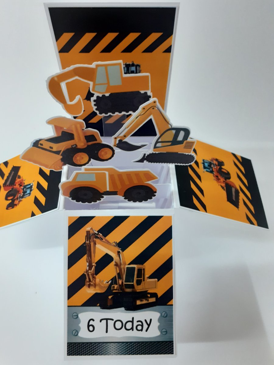 Boys Digger 6th Birthday Card 