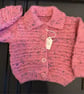 Pink patterned cardigan - age 3 - 6 months
