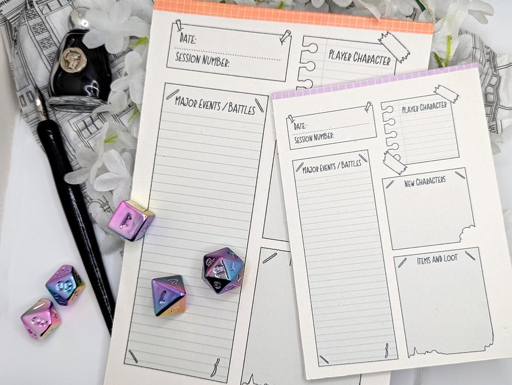 DND Player Notes Log Book Pad