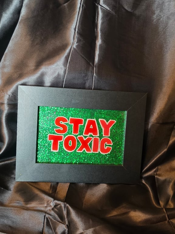 Stay Toxic Glitter Wall Art, Sarcastic Gothic Decor,Alternative Framed Quote 