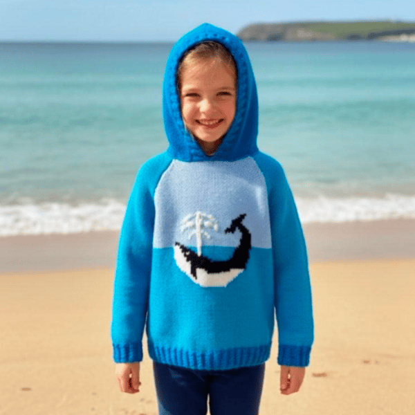 Child's Whale Sweater Knitting Pattern, Hoodie 0-7 yrs. Digital Pattern
