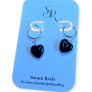 Shiny Black Agate Heart Earring