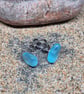 Blue Sea Glass stud Earrings. 