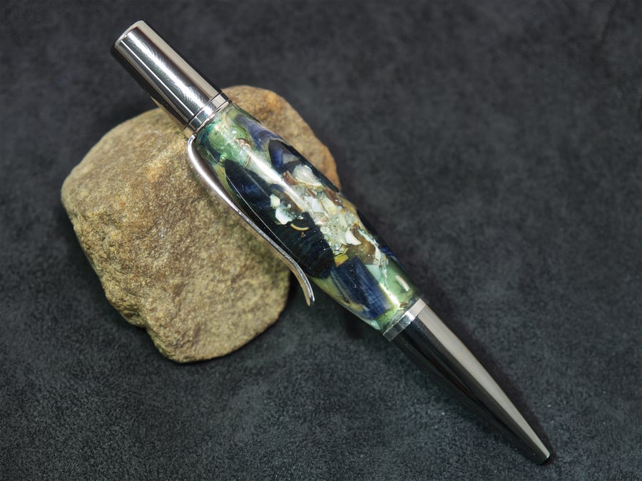 Collectors pen hand crafted with natural sea shells hand made on Orkney. S20