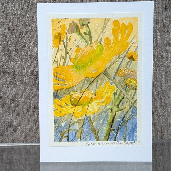 Yellow Daisies. Blank Card. Original Painting 260168 