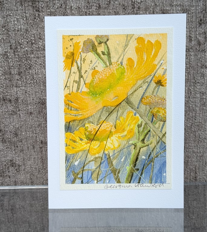 Yellow Daisies. Blank Card. Original Painting 260168 