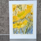 Yellow Daisies. Blank Card. Original Painting 260168 