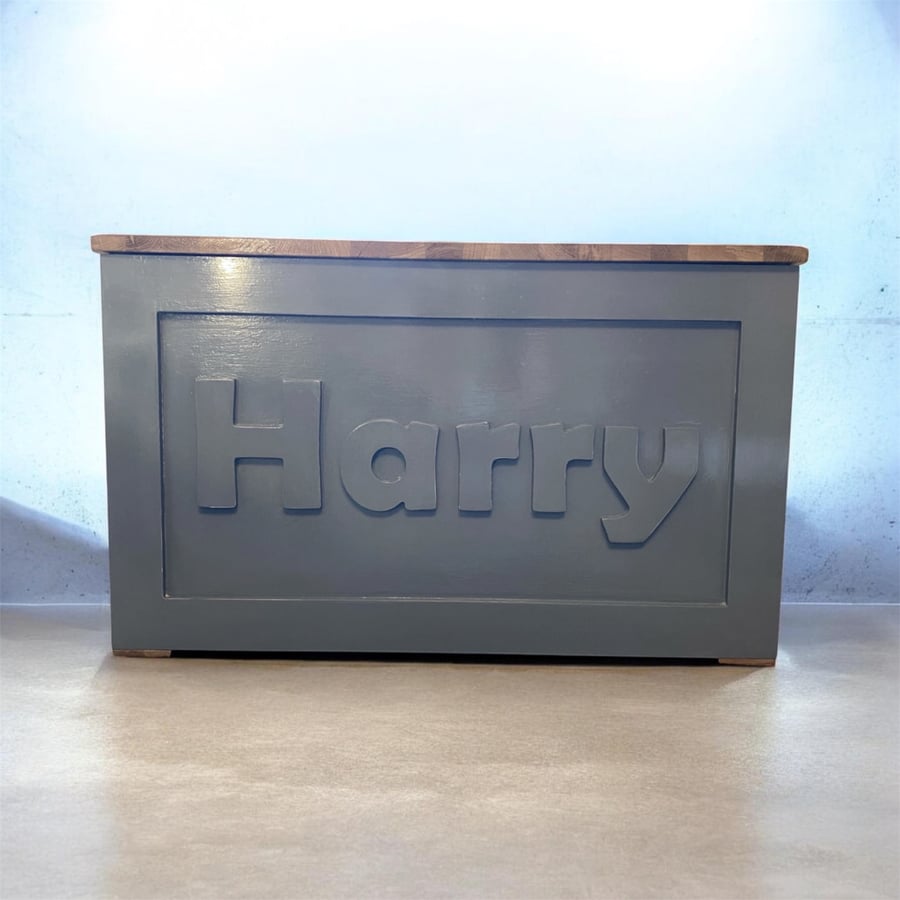 Personalised Toy Box Handmade With Soft Close Choice, Storage, Oak Lid