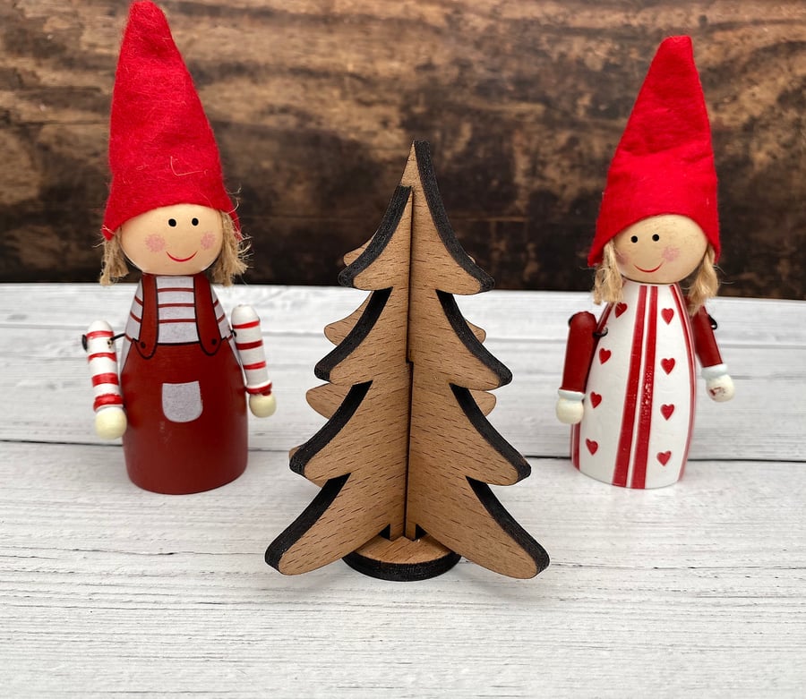 Small Wood Christmas Tree Decoration