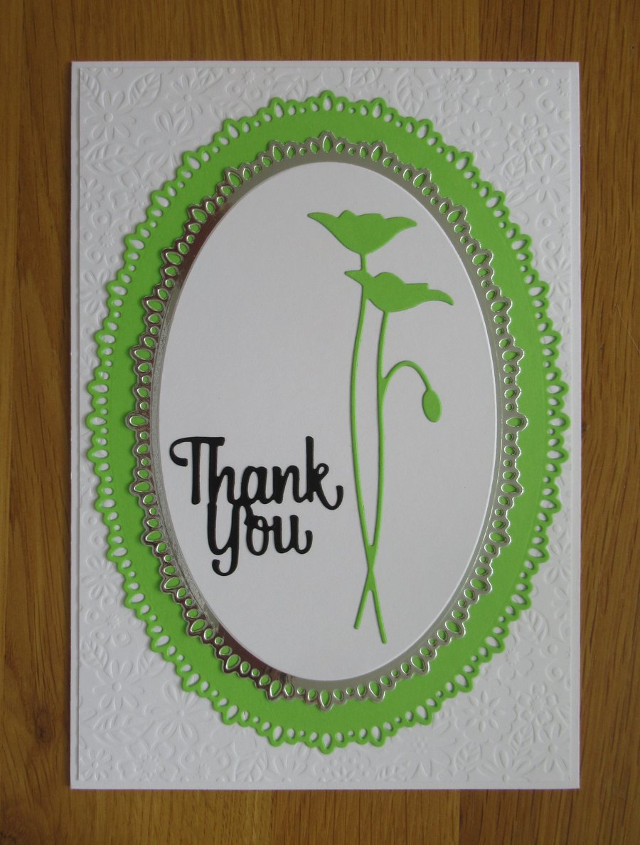 Lime Green Silhouette Thankyou Card - A5
