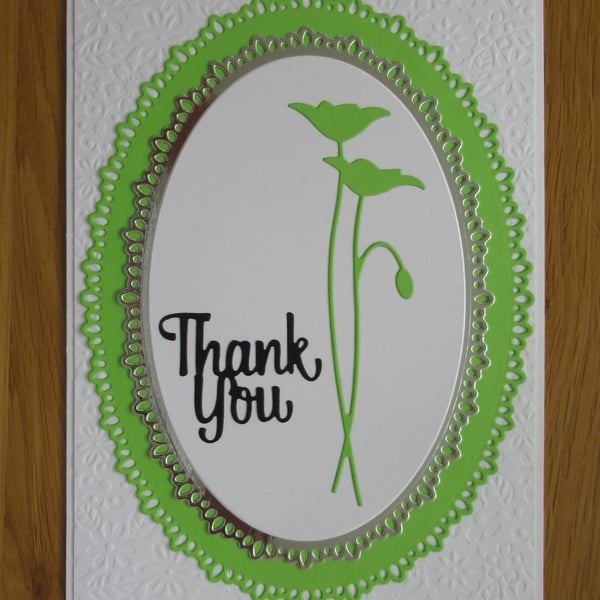 Lime Green Silhouette Thankyou Card - A5