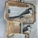 Long tailed tit fancy fold bird watching inspired birthday card