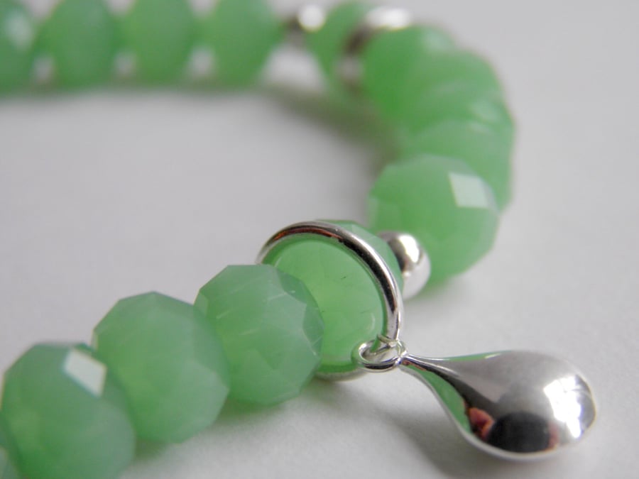 Green Bracelet with Sterling Silver