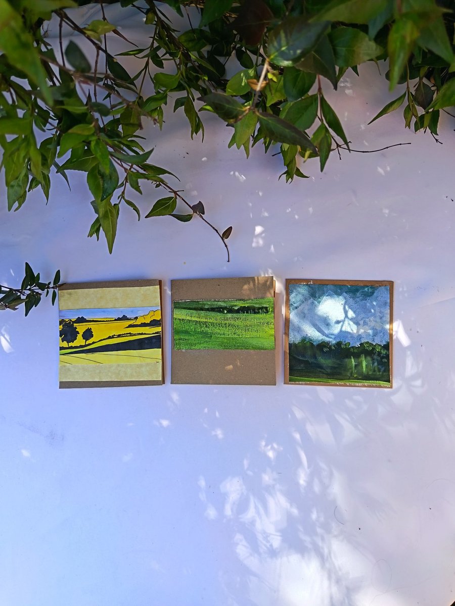 3 landscapes ; original works in oil and watercolour 