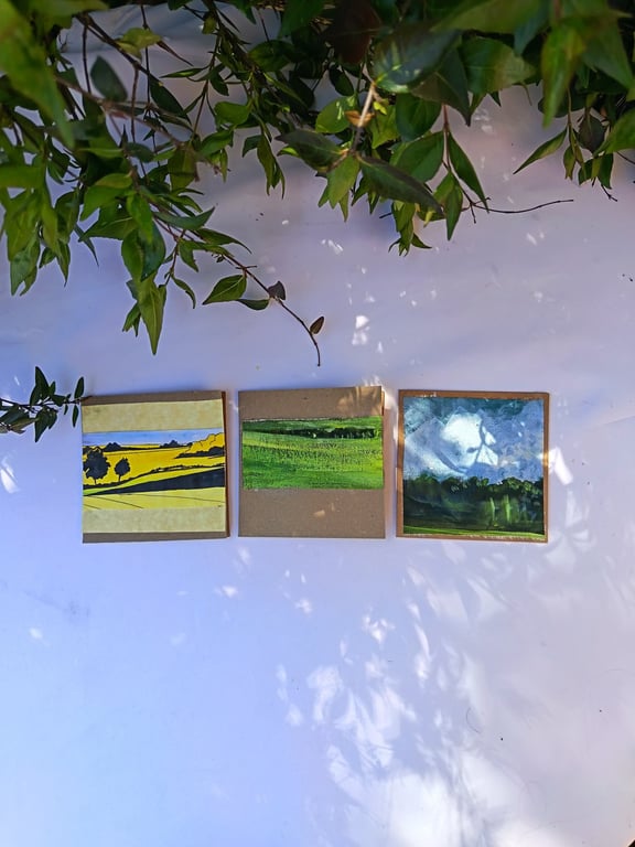 3 landscapes ; original works in oil and watercolour 