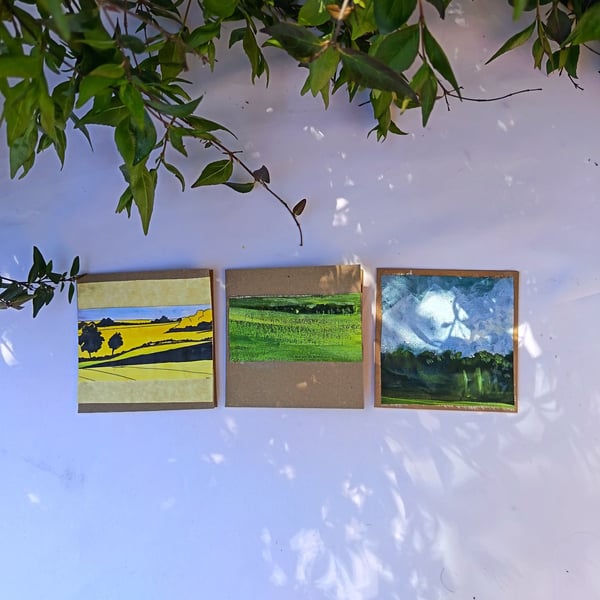 3 landscapes ; original works in oil and watercolour 