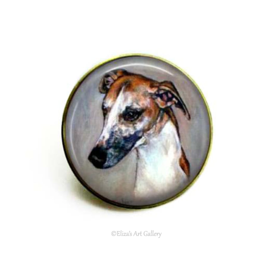 Gold Tone Greyhound Dog Art Brooch