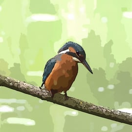 Kingfisher Arty Greeting Card A5 