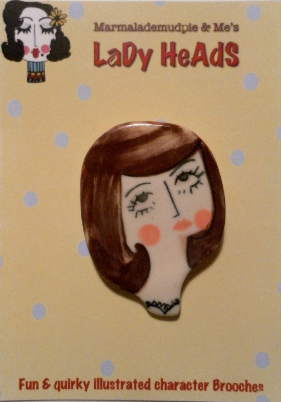 LADYHEAD PORCELAIN BROOCH