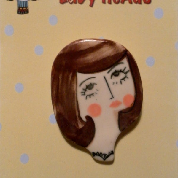 LADYHEAD PORCELAIN BROOCH