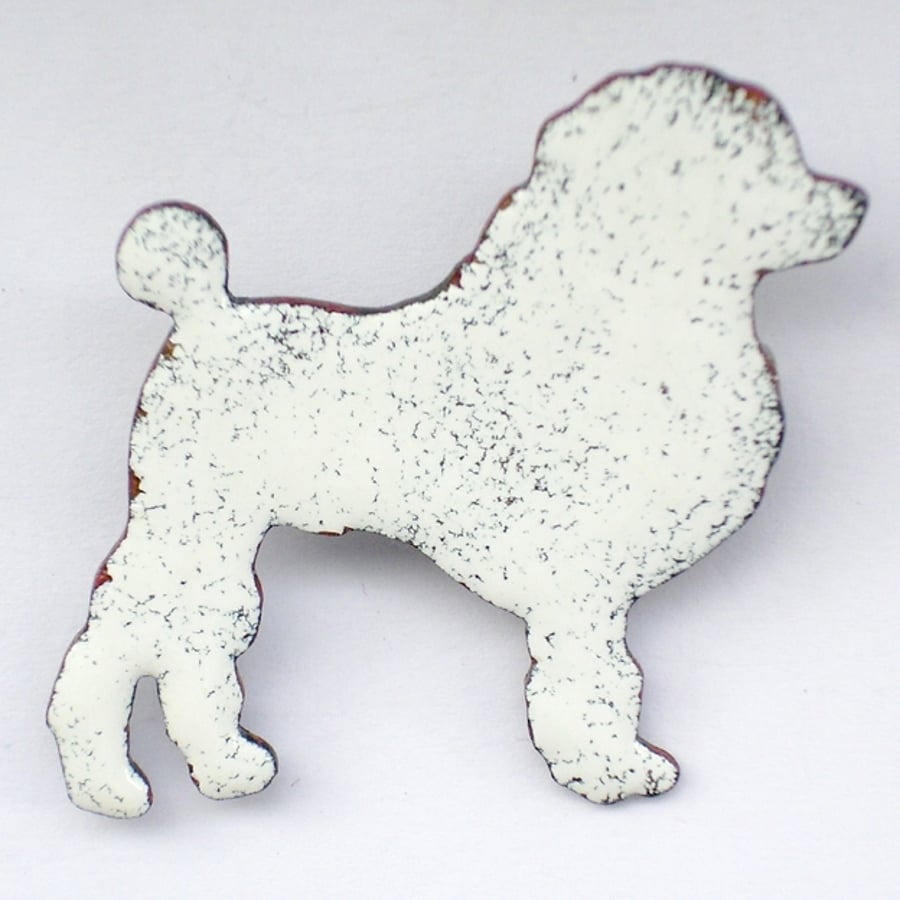 enamel brooch - white poodle