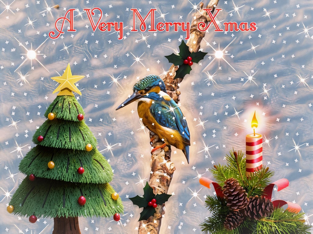 Kingfisher Norfolk Xmas Greeting Card A5