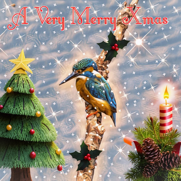 Kingfisher Norfolk Xmas Greeting Card A5