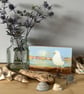 Small original painting of a seagull wood