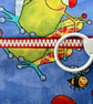 Small funky zipped pouch with cartoon frogs, tortoise, bees and toadstools - Image 2