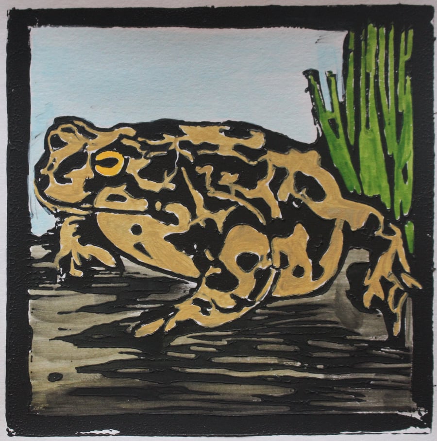 Natterjack Toad lino print, limited edition